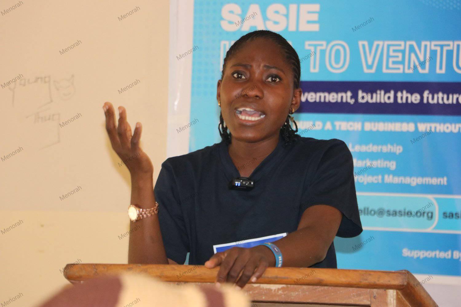 Deborah speaking at an event